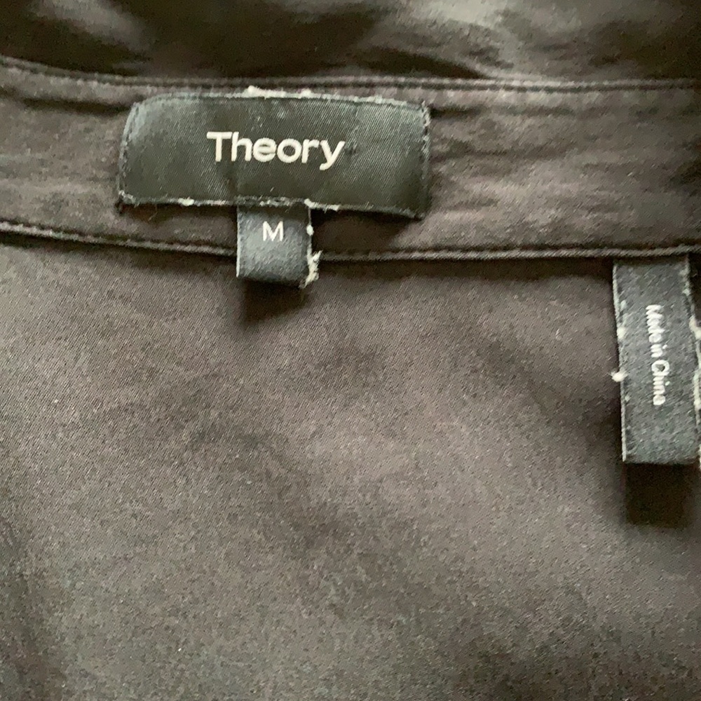 Theory Silk Black Button Down Blouse - Picture 9 of 11
